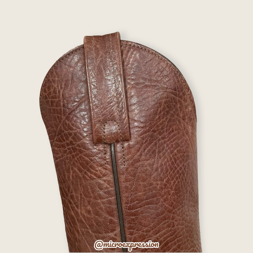 1980s VINTAGE Frye Real Leather Pull On Grainy Brown Pull On Western Cowboy Boot - Picture 11 of 16